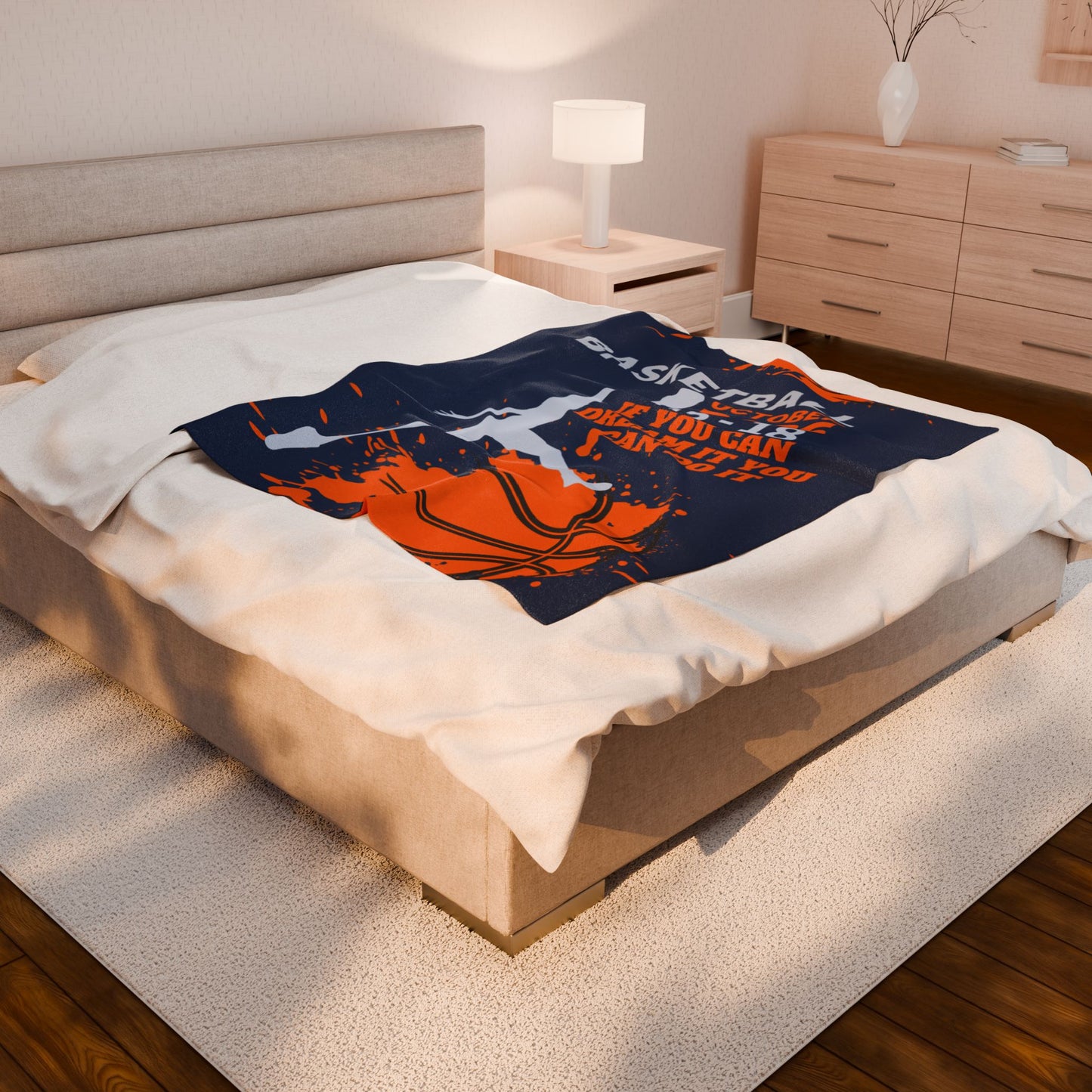 Basketball October 2026 Plush Blanket — 'If You Can Dream It- You Can Do It' Velveteen Throw Plush Blanket