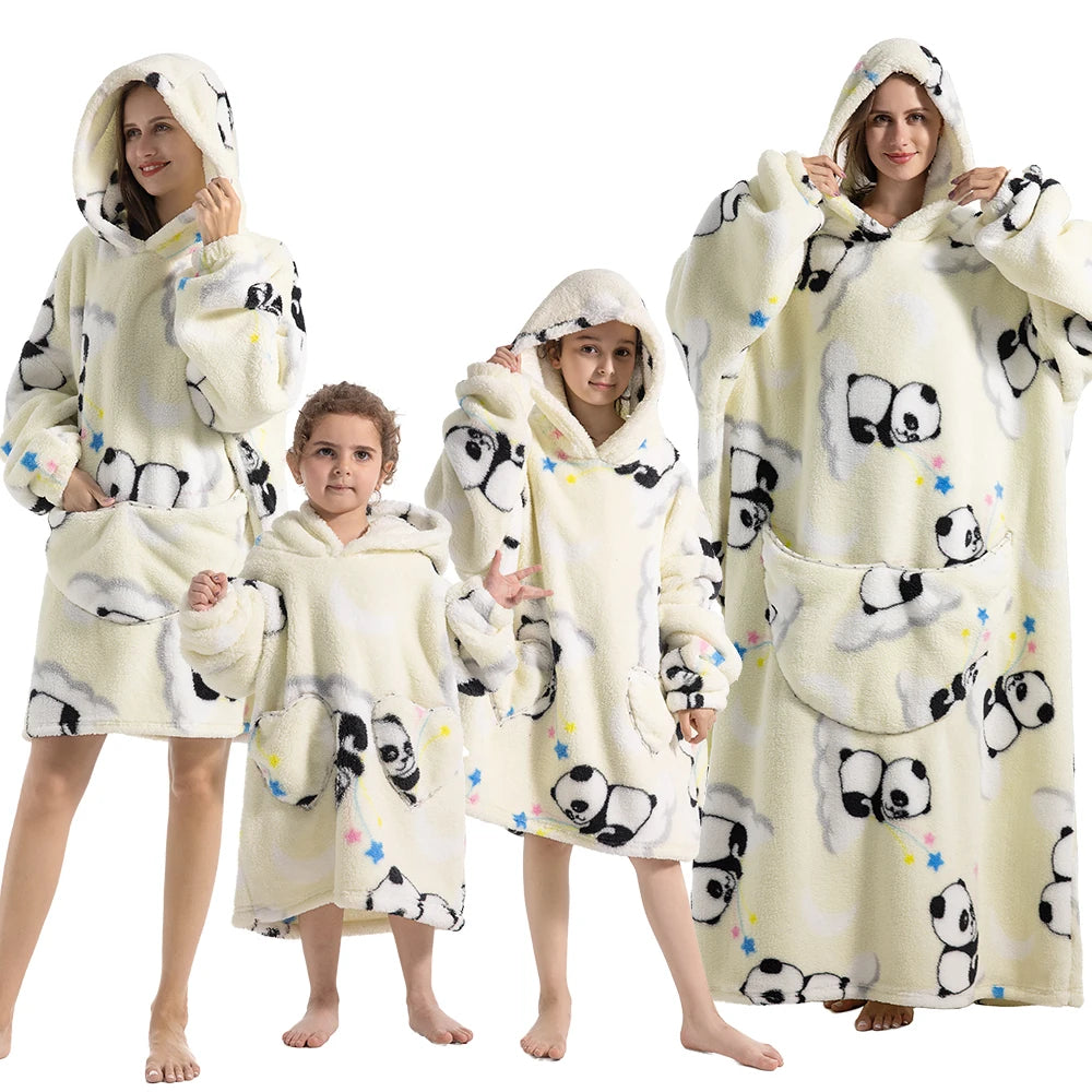 Family Matching Hoodies Blanket Oversize Plush Wearable Fleece Sherpa πβββββ