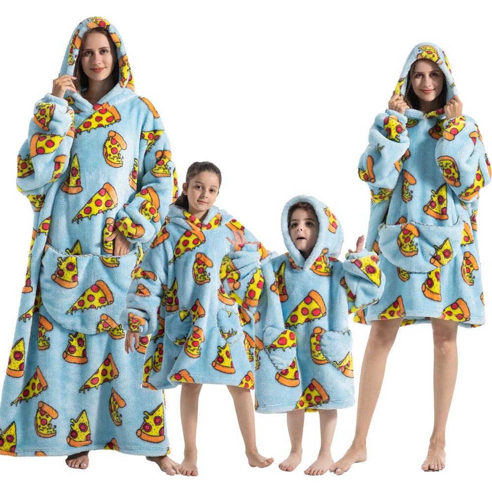 Family Matching Hoodies Blanket Oversize Plush Wearable Fleece Sherpa πβββββ