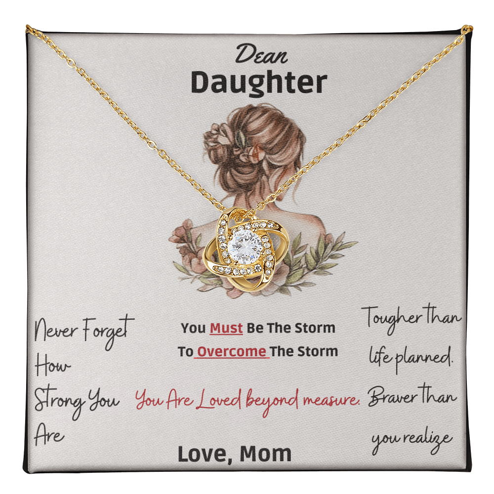 Dear Daughter Never Forget How Strong You Are” -Love knot Necklace Gift from mom to daughter