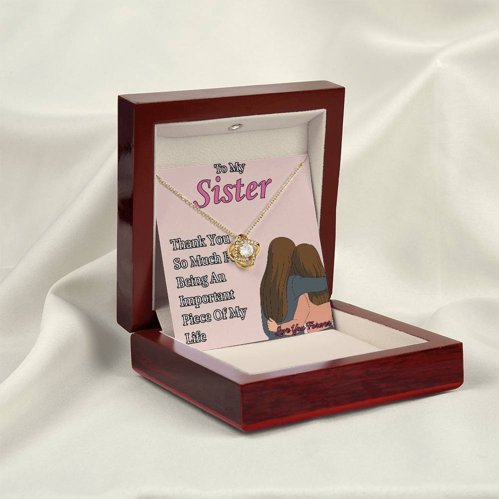 To My Sister - "Thank You" - Love Knot Necklace