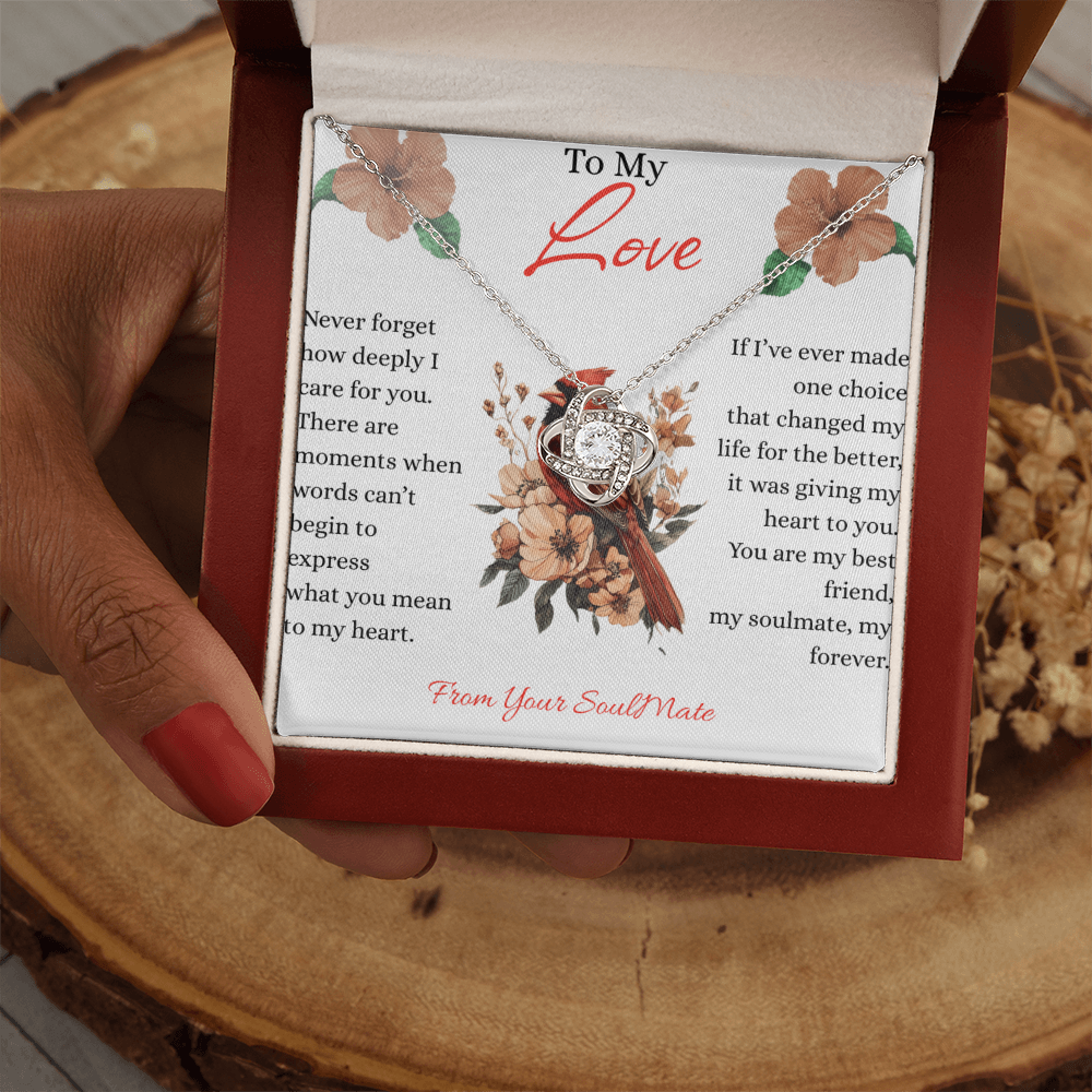 To My Love - Never Forget How Deeply I Care - Love Knot Necklace