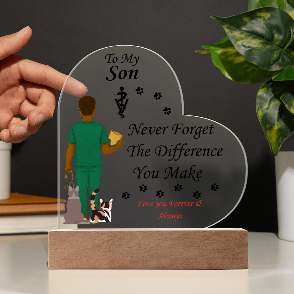 To My Son "Never Forget" - Acrylic Heart Plaque