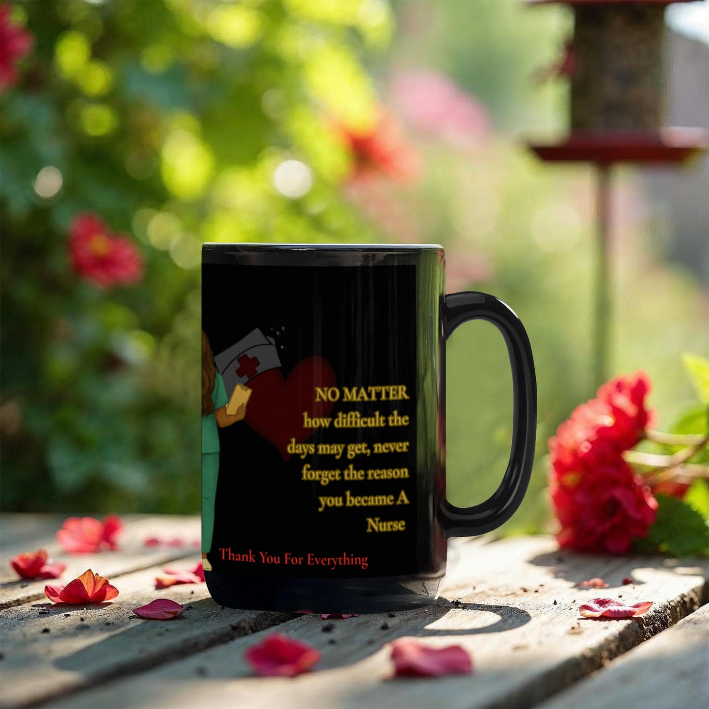 To My Nurse-"Thank you For Everything" - Black Ceramic Mug