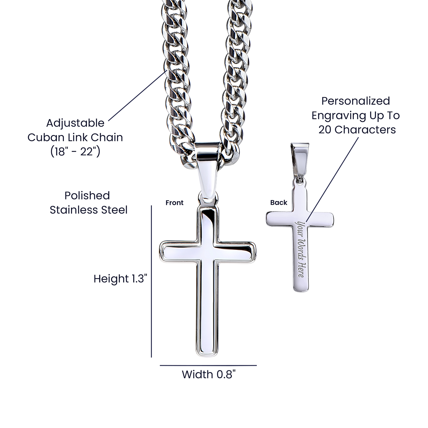 The Knight Who Carrys the Cross-Gift for Man-Artisan Cross With Cuban Link Chain