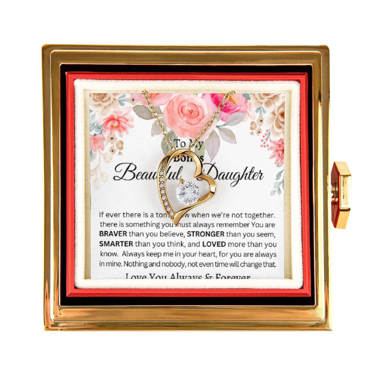 To My Bonus Daughter-Yor are Love More than U Know-Forever Love Necklace with Luxurious Box