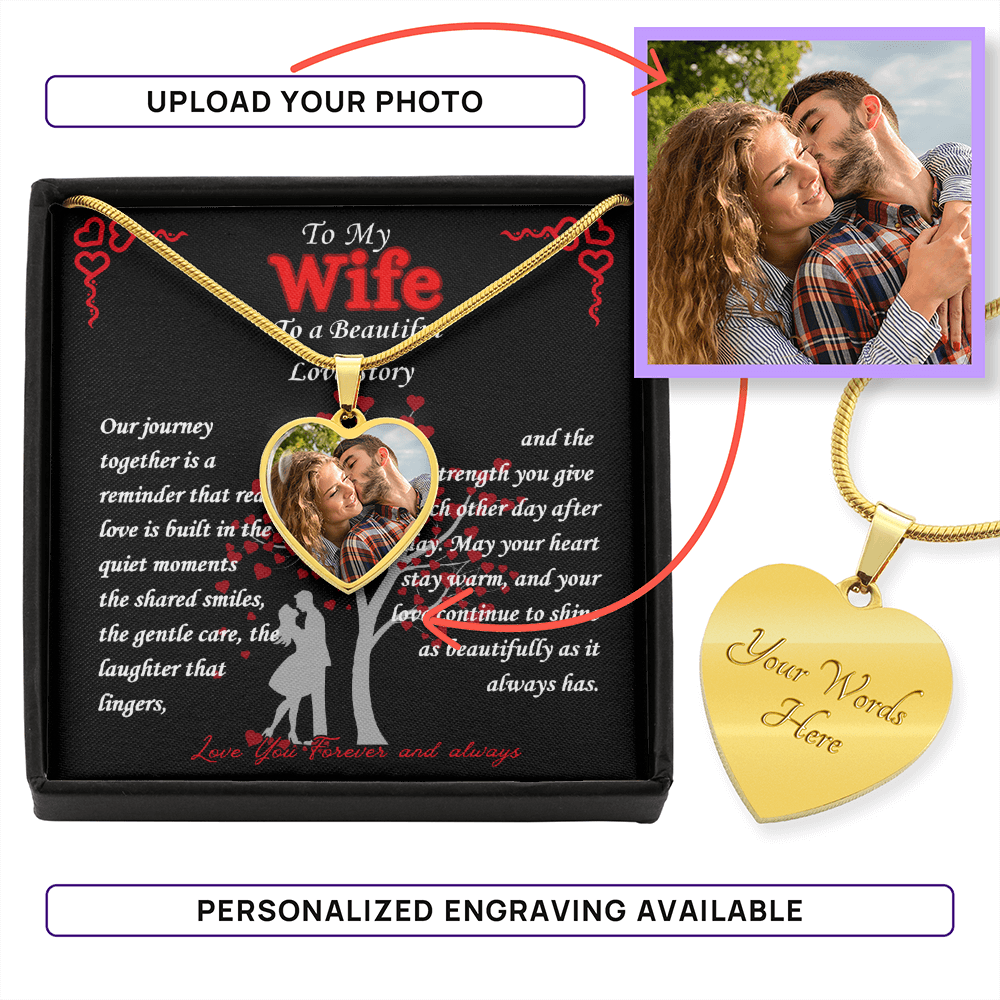 To My Wife - "Your Love Continues To Shine" - Heart Necklace