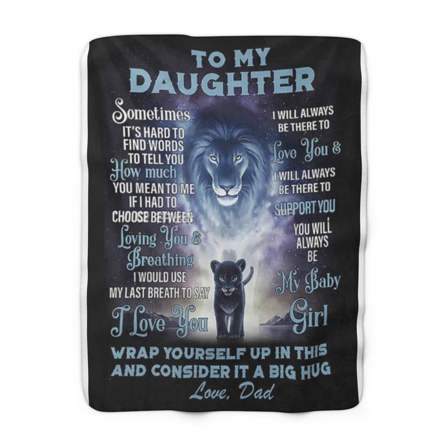 To My Daughter-Lion Dad Love Message-Sherpa Blanket