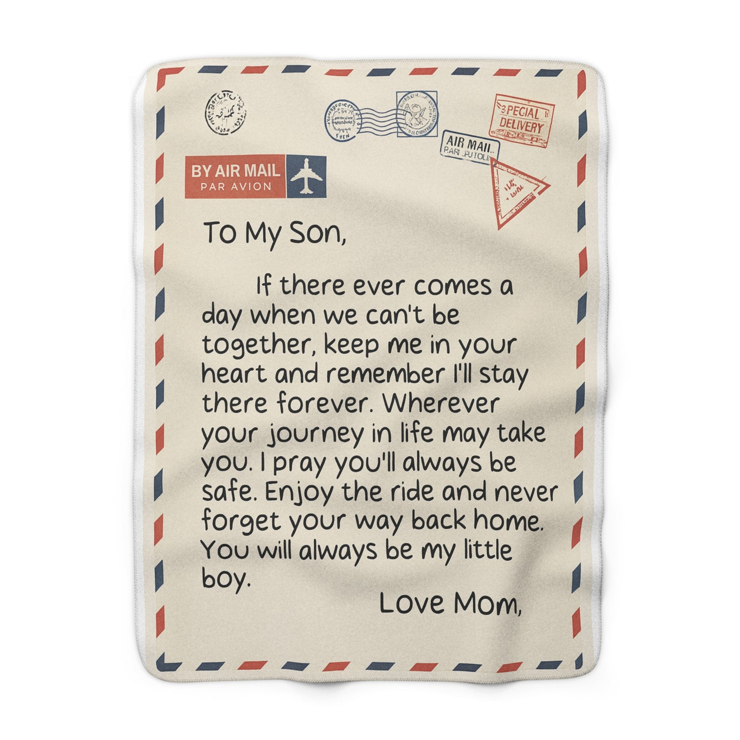 To My Son- Heartfelt Letter from Mom Keepsake| Sherpa Blanket