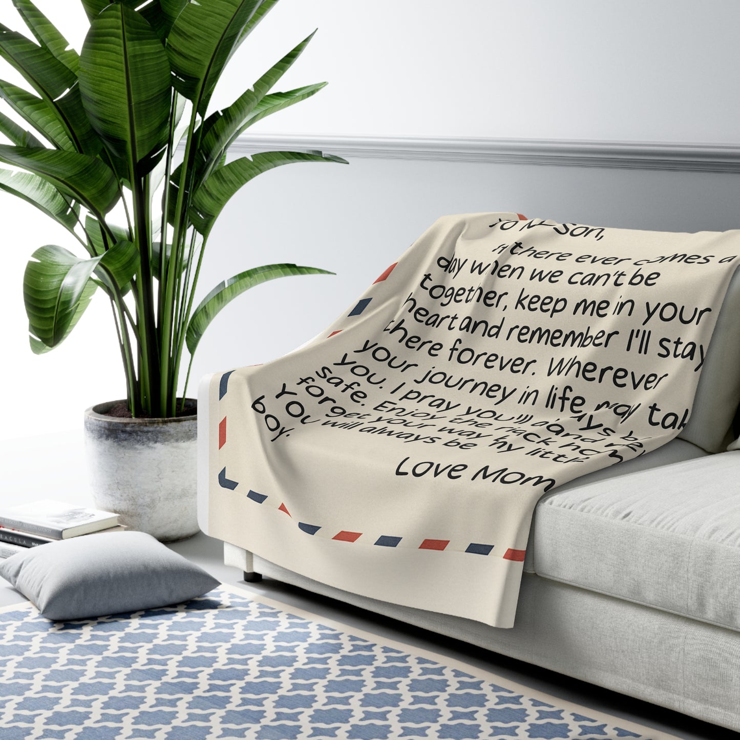 To My Son- Heartfelt Letter from Mom Keepsake| Sherpa Blanket