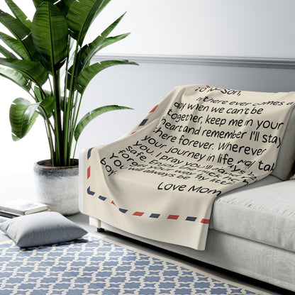 To My Son- Heartfelt Letter from Mom Keepsake| Sherpa Blanket