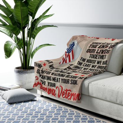 To My Wife – Grumpy Veteran Sherpa Blanket -A True Patriotic Love Message Gift