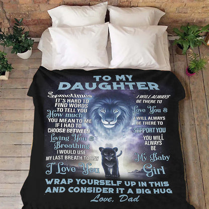 To My Daughter-Lion Dad Love Message-Sherpa Blanket