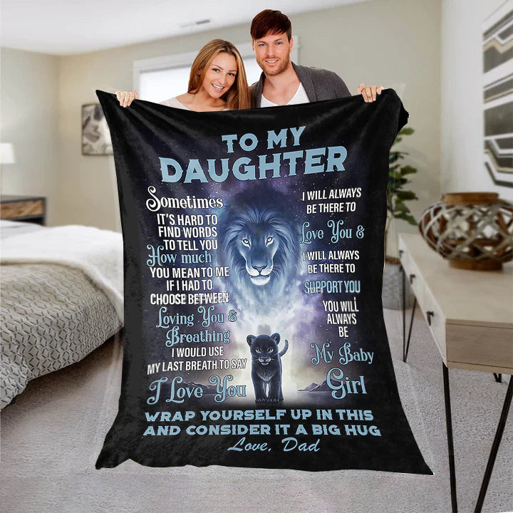 To My Daughter-Lion Dad Love Message-Sherpa Blanket