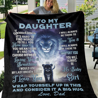 To My Daughter-Lion Dad Love Message-Sherpa Blanket