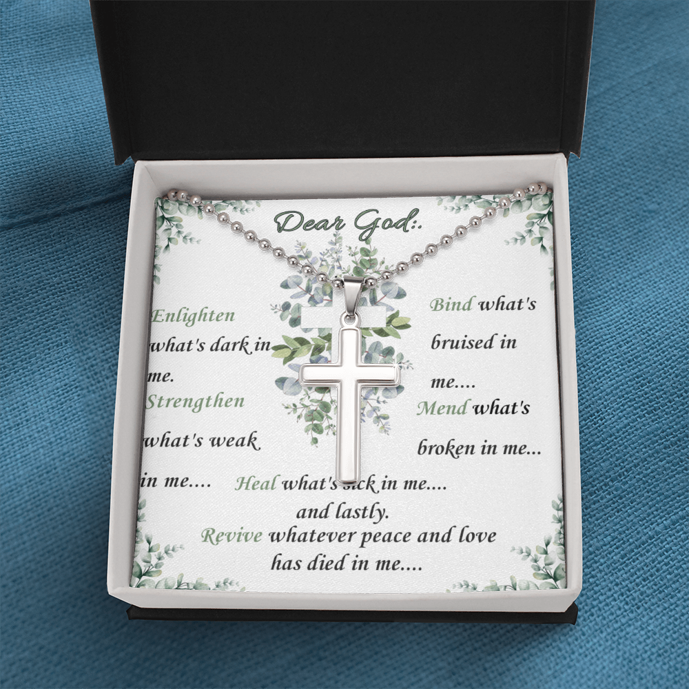 Dear God- "Enlighten Me- Cross Necklace