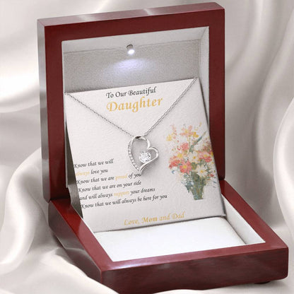 To Our Beautiful Daughter "Know We Will Always Love You" - Forever Heart Necklace Gift