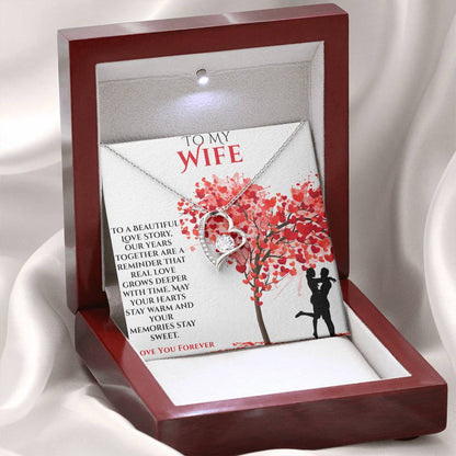 To My Wife- "To A Beautiful Love Story"  Forever Love Necklace