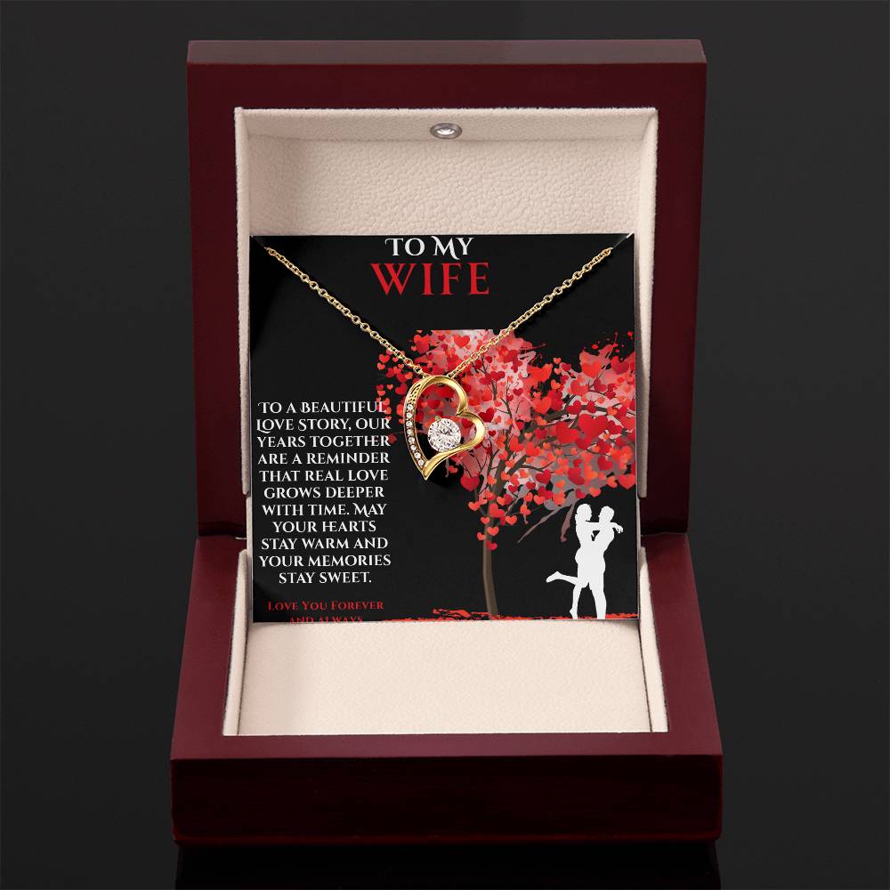 To My Wife- "May Your Heart Stay Warm" - Forever Love Necklace