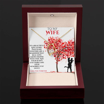 To My Wife- "To A Beautiful Love Story"  Forever Love Necklace