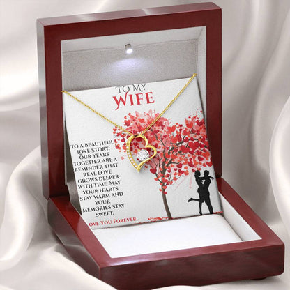 To My Wife- "To A Beautiful Love Story"  Forever Love Necklace