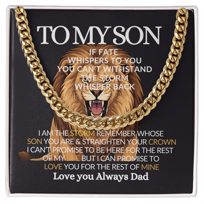 To My Son- If Fate Whisper I am The Storm-high‑end men jewelry gift