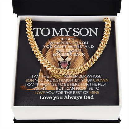 To My Son- If Fate Whisper I am The Storm-high‑end men jewelry gift