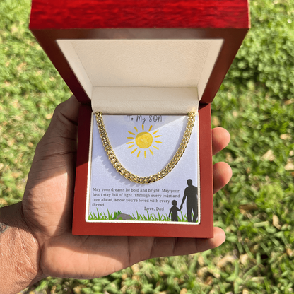To My Son - "May Your Dreams Be Bold And Bright" - Cubin Link Chain Gift -