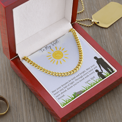 To My Son - "May Your Dreams Be Bold And Bright" - Cubin Link Chain Gift -