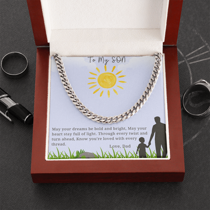 To My Son - "May Your Dreams Be Bold And Bright" - Cubin Link Chain Gift -