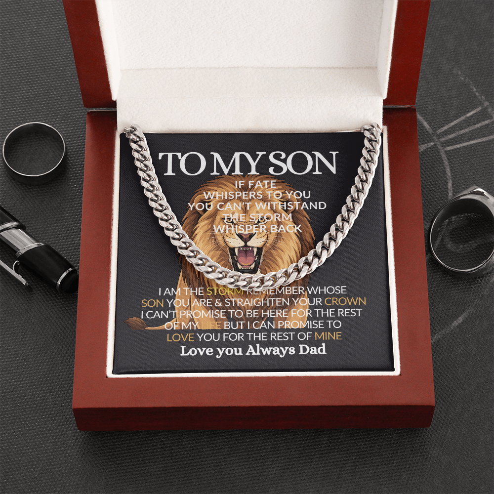 To My Son- If Fate Whisper I am The Storm-high‑end men jewelry gift