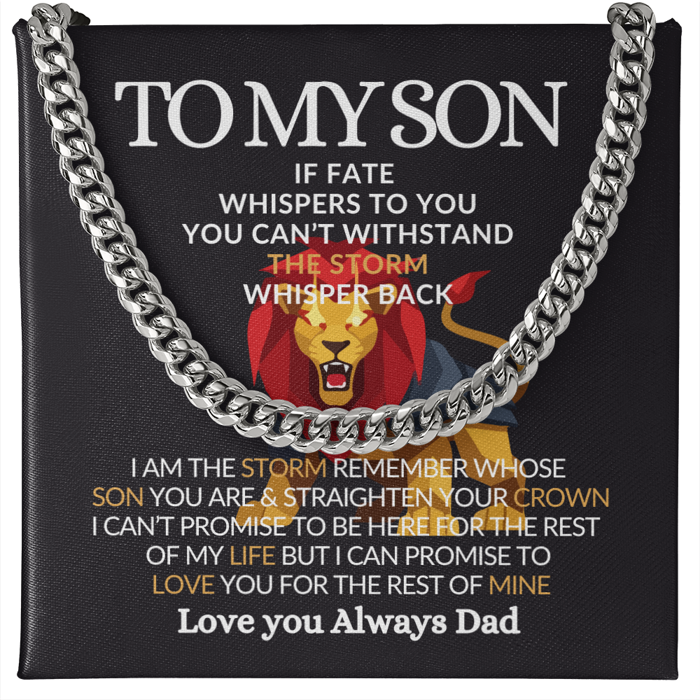 Luxury Cuban Chain Necklace Gift for Him I am the Storm for son