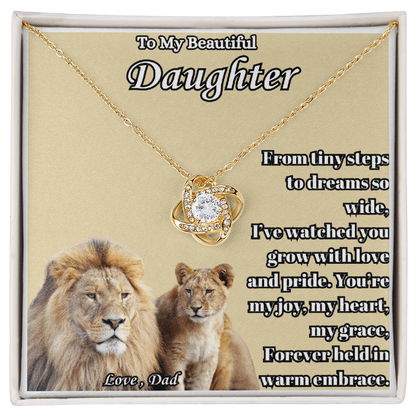 To My Beautiful Daughter- " From Tiny Steps To" - Love Knot Necklace