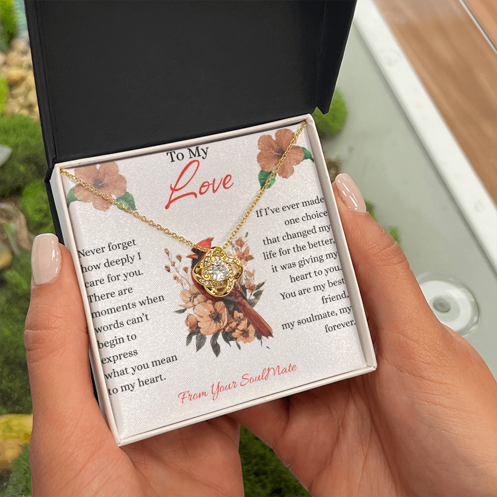 To My Love - Never Forget How Deeply I Care - Love Knot Necklace