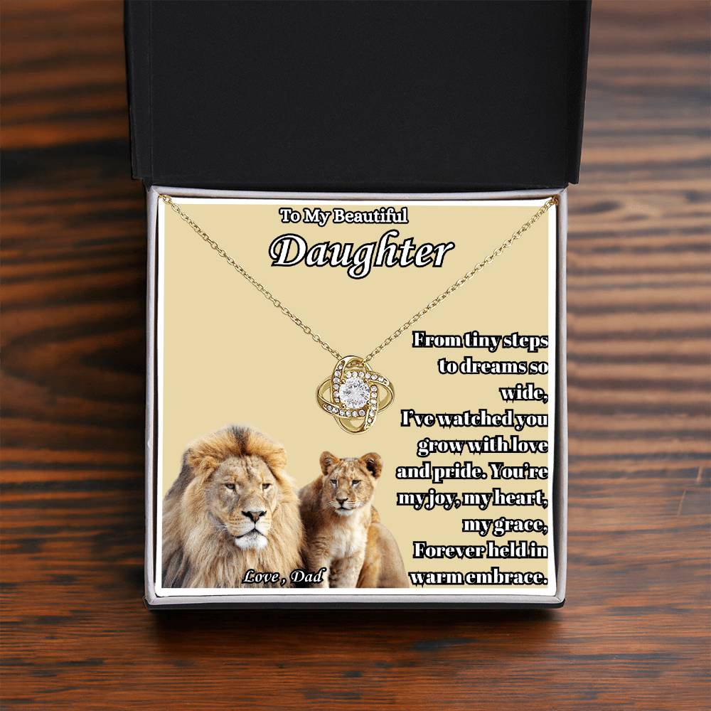 To My Beautiful Daughter- " From Tiny Steps To" - Love Knot Necklace