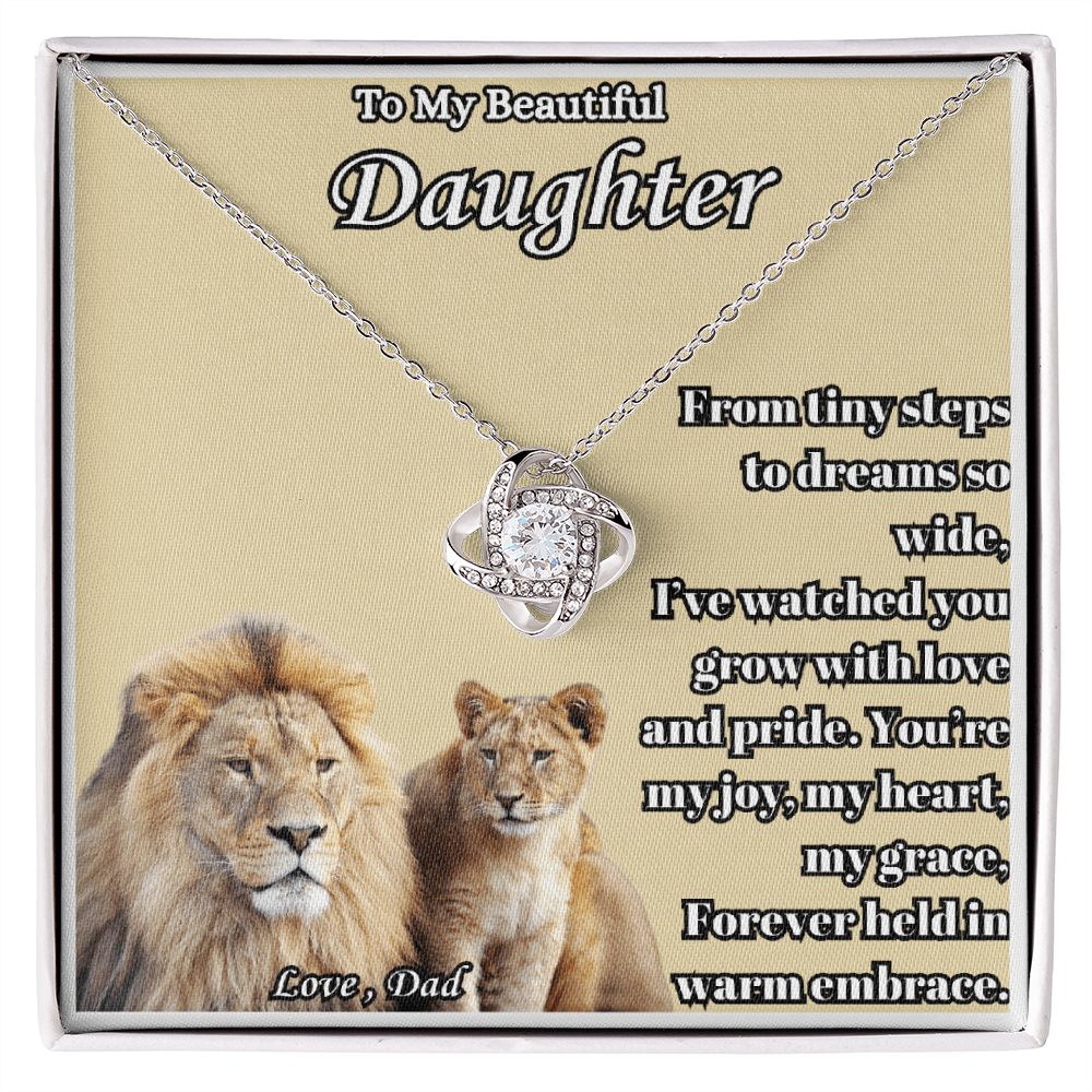 To My Beautiful Daughter- " From Tiny Steps To" - Love Knot Necklace