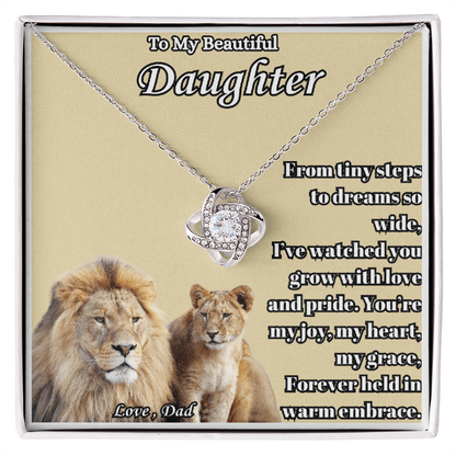 To My Beautiful Daughter- " From Tiny Steps To" - Love Knot Necklace