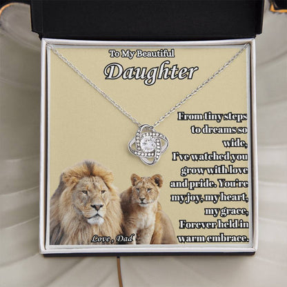 To My Beautiful Daughter- " From Tiny Steps To" - Love Knot Necklace