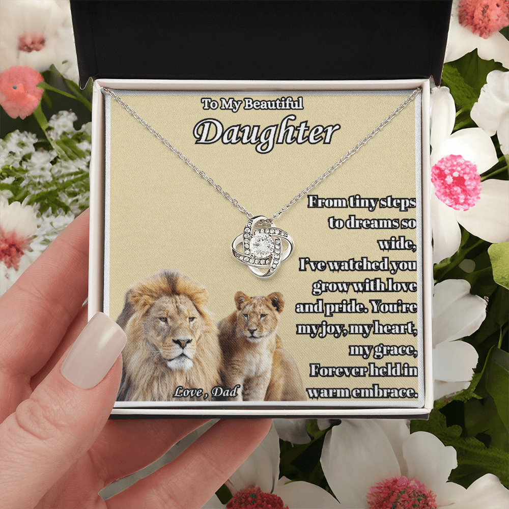 To My Beautiful Daughter- " From Tiny Steps To" - Love Knot Necklace