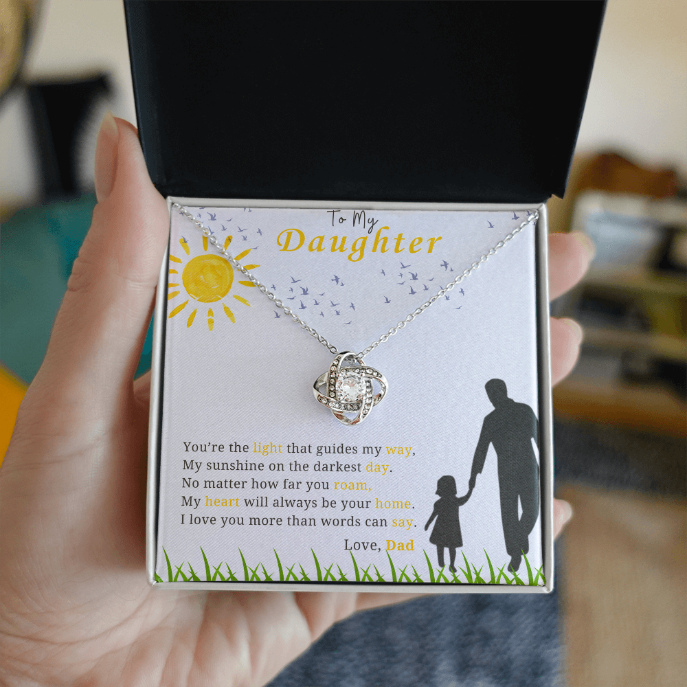 To My Daughter - "My Sunshine On the Darkest Day"- Love Knot Necklace Gift