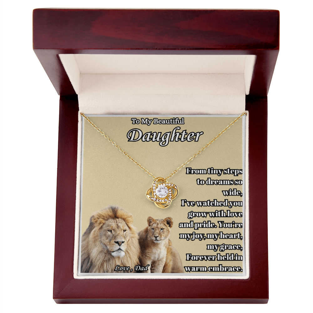 To My Beautiful Daughter- " From Tiny Steps To" - Love Knot Necklace