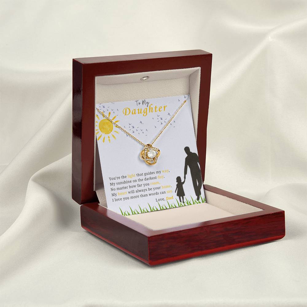 To My Daughter - "My Sunshine On the Darkest Day"- Love Knot Necklace Gift