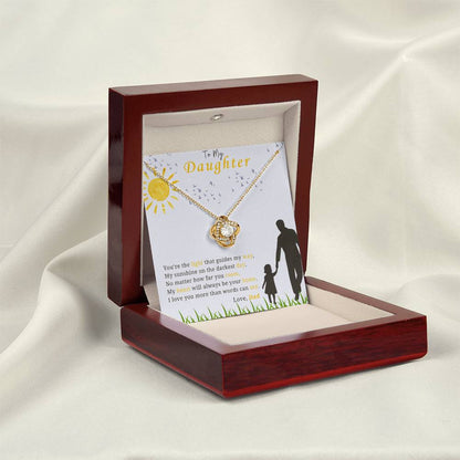 To My Daughter - "My Sunshine On the Darkest Day"- Love Knot Necklace Gift