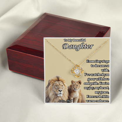 To My Beautiful Daughter- " From Tiny Steps To" - Love Knot Necklace