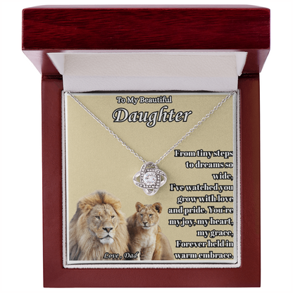 To My Beautiful Daughter- " From Tiny Steps To" - Love Knot Necklace
