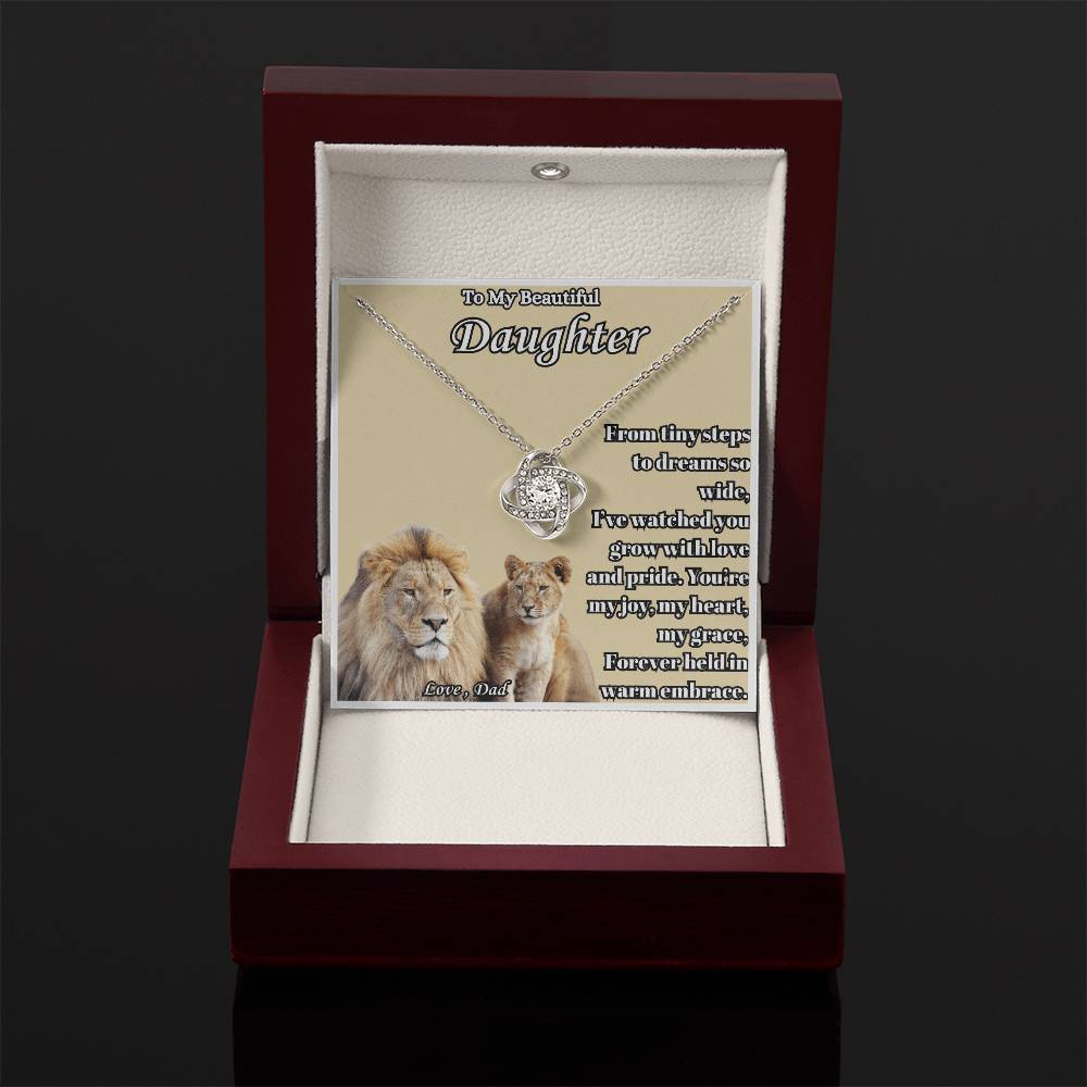 To My Beautiful Daughter- " From Tiny Steps To" - Love Knot Necklace