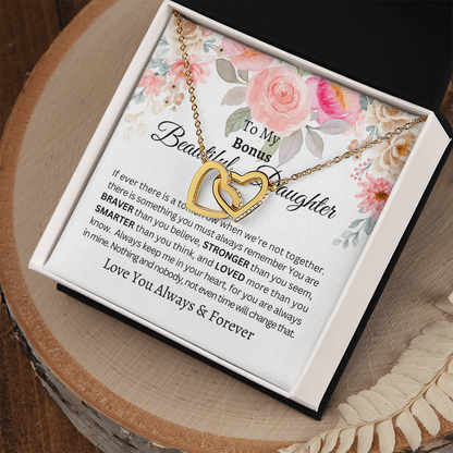 To My Beautiful Bonus Daughter-Interlocking Hearts Necklace