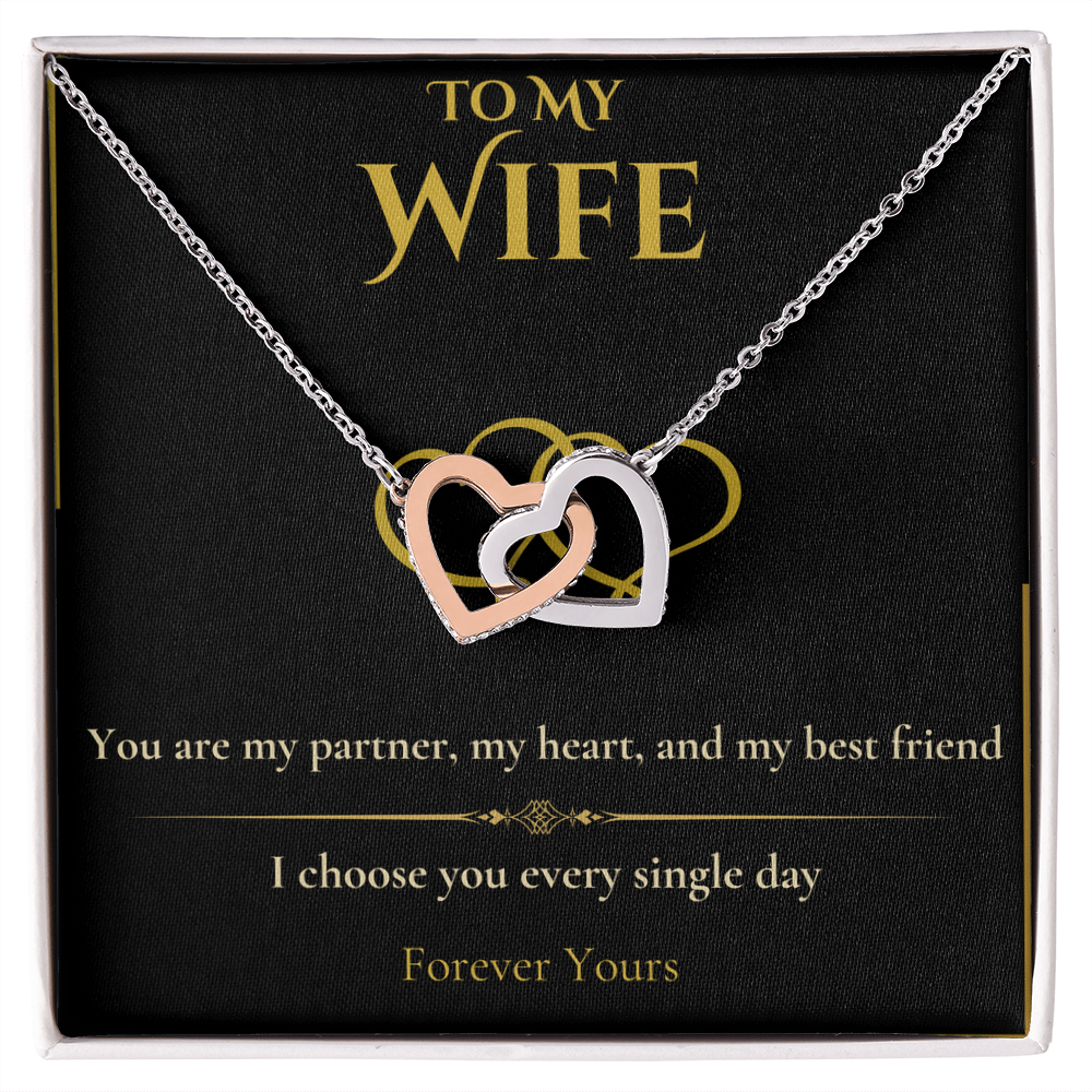 To My Wife- "I Choose You" - Interlocking Hearts Necklace