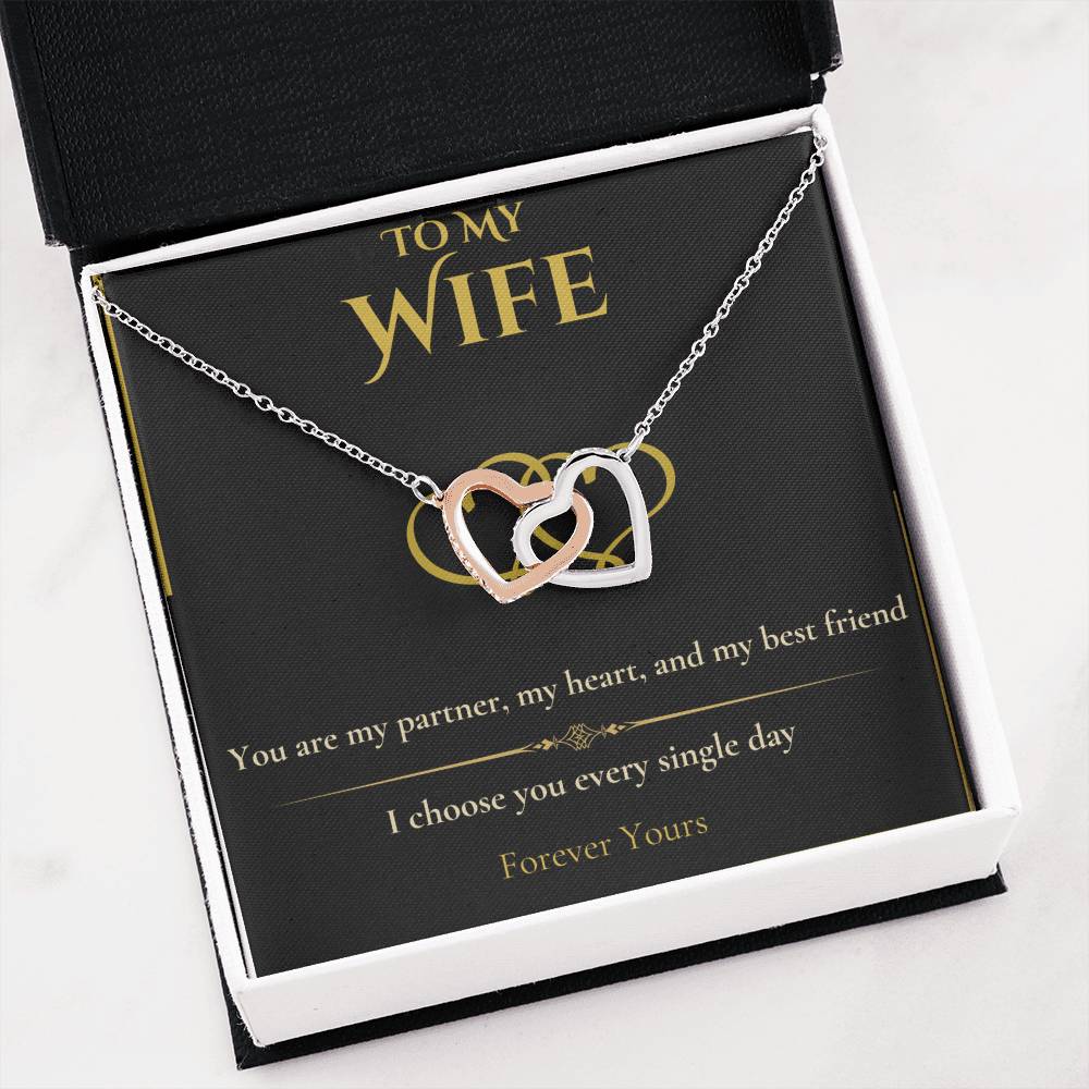 To My Wife- "I Choose You" - Interlocking Hearts Necklace