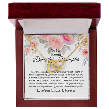 To My Beautiful Bonus Daughter-Interlocking Hearts Necklace